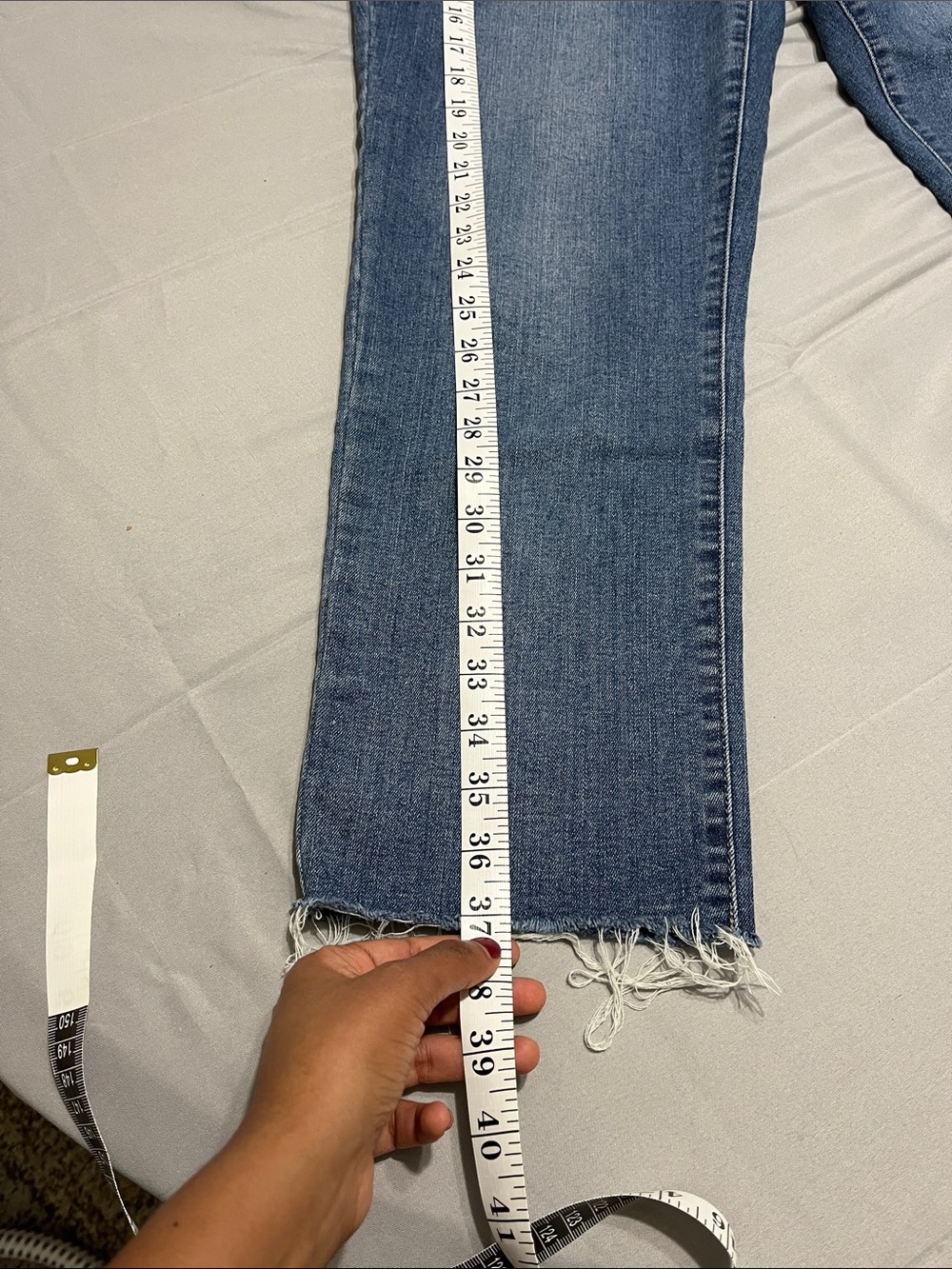 Democracy High Rise Jeans Size 12| Y2K Straight Leg Raw Hem‎ Denim - Picture 4 of 6